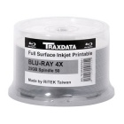 Traxdata Blank BluRay BD-R White Inkjet Printable 4x 25Gb 50 Spinde